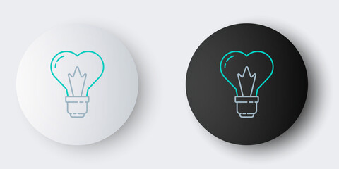 Line Heart shape in a light bulb icon isolated on grey background. Love symbol. 8 March. International Happy Women Day. Colorful outline concept. Vector