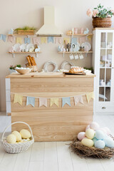 Light kitchen interior with Easter decorations