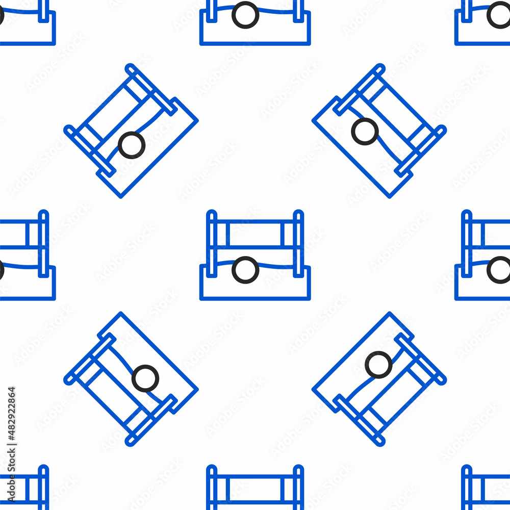 Poster line volleyball net with ball icon isolated seamless pattern on white background. colorful outline c