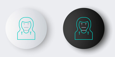 Fototapeta premium Line Thief mask icon isolated on grey background. Bandit mask, criminal man. Colorful outline concept. Vector
