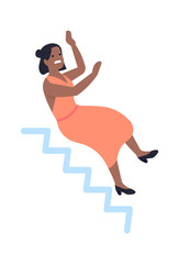Woman slip on staircase. Person falling down from stairs