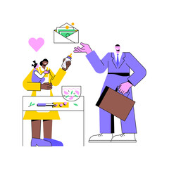 Breadwinner abstract concept vector illustration. Earn money, work from home, husband businessman, working father mother, family needs support, freelance work, homemaking wife abstract metaphor.