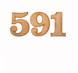 Number 591 - Piece of wood isolated on white background