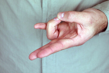 Prithvi mudra. Yogic hand gesture. Hand spirituality hindu yoga of fingers gesture.