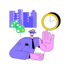 Curfew abstract concept vector illustration. Public protest, demonstration, mass unrest, street crowd, meeting, vandalism and looting, stay home restriction rule violation abstract metaphor.