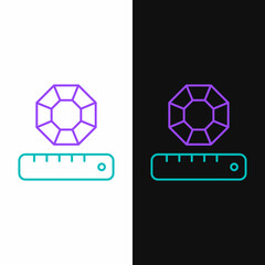 Line Gem stone icon isolated on white and black background. Jewelry symbol. Diamond. Colorful outline concept. Vector