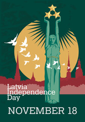 Statue of Liberty Milda in Riga, Latvia - obrazy, fototapety, plakaty