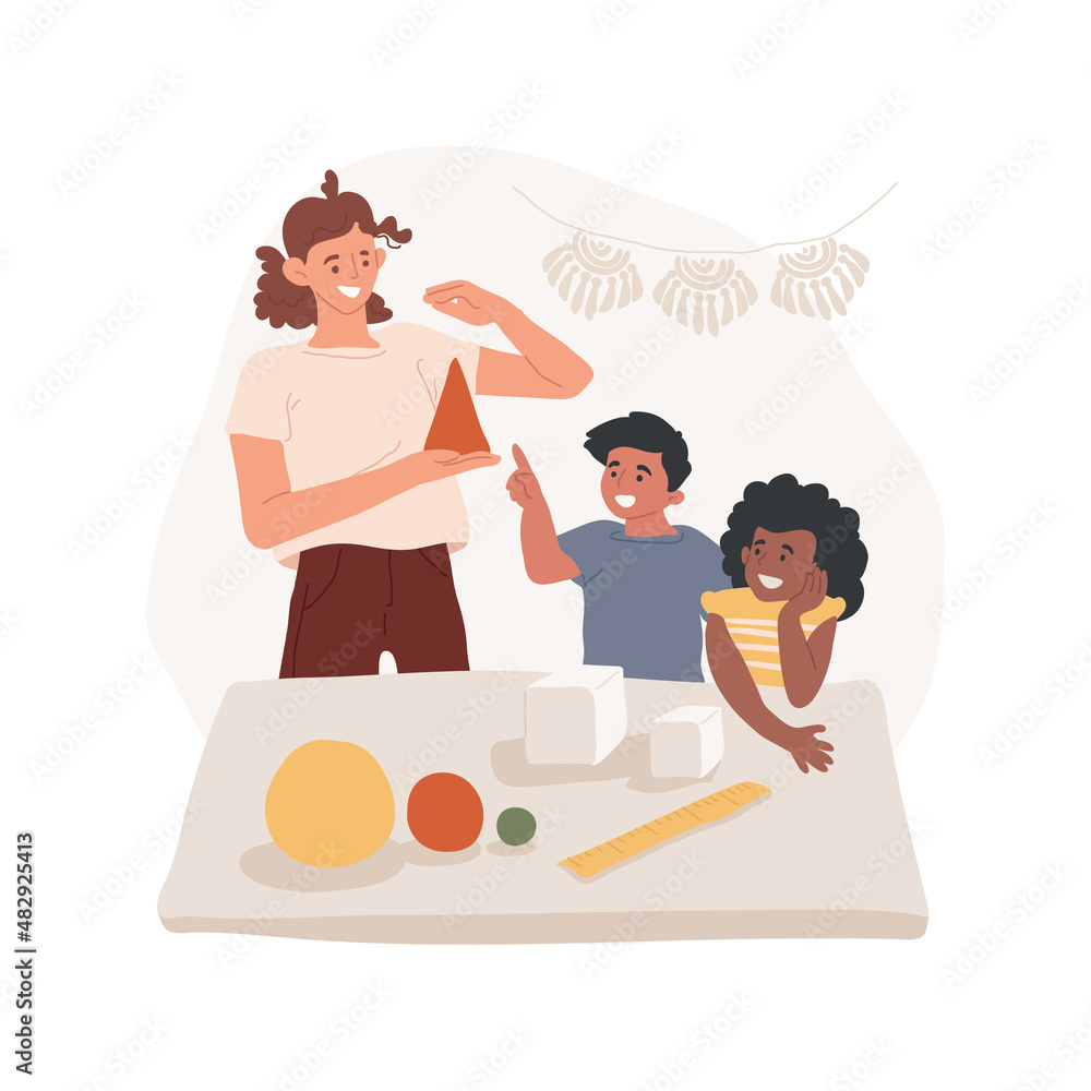 Poster measure and compare objects abstract concept vector illustration. learn measure units, math for kids