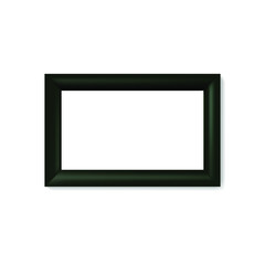 Wall frame for painting. Art exhibition picture. Blank black template photo frame vector illustration. Empty picture decoration.