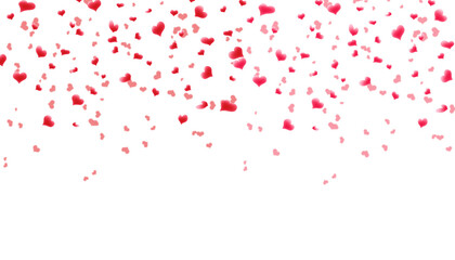 Red flying hearts bright love passion illustration background. Romantic symbols confetti. Flying red hearts background. Valentine's day, mother's day concept