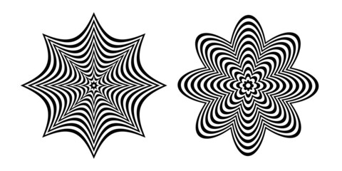 Set of abstract op art design elements.