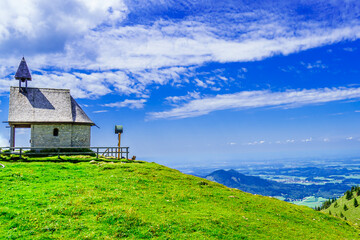 Beautiful chapel at the famous Kampenwand, Aschau im Chiemgau, Bavaria, Germany