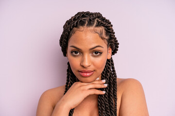 afro black woman with braids close up. beauty concept