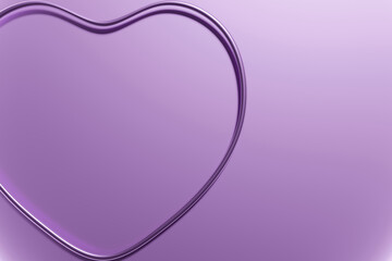 3d render of violet heart on a purple background monochrome minimalist frame