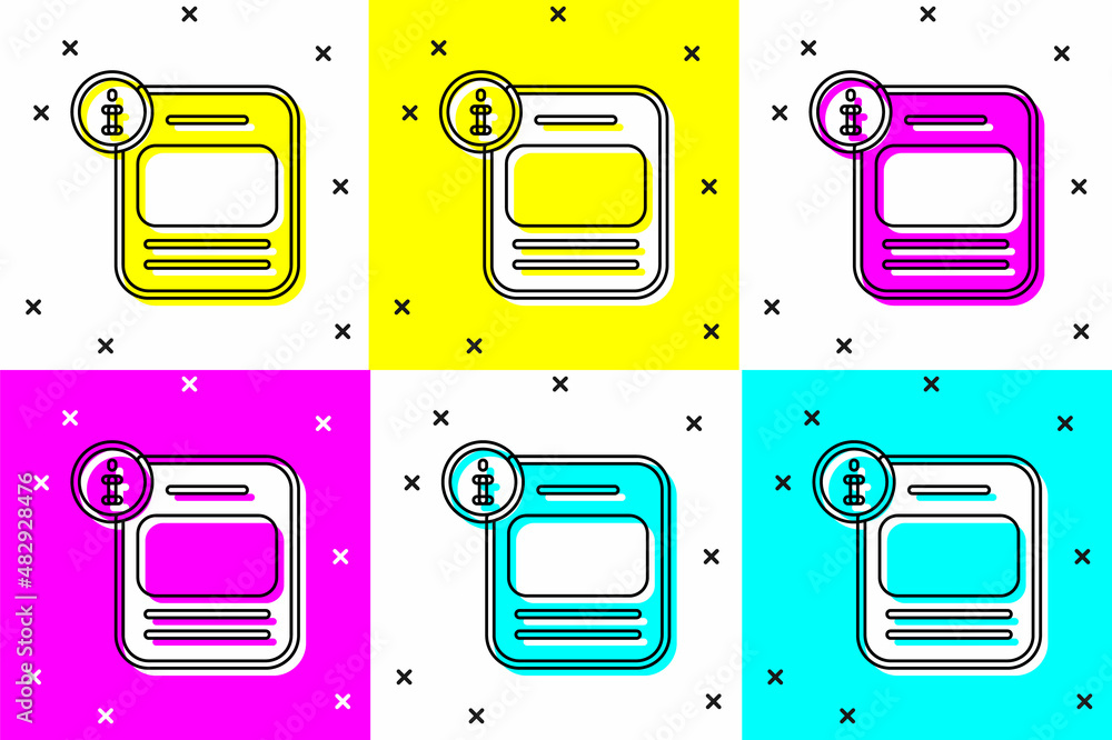 Poster set information icon isolated on color background. vector
