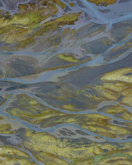 river flow in iceland from above