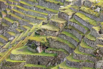 Stickers pour porte Machu Picchu Agricultural stone terraces at  Machu Picchu in Peru