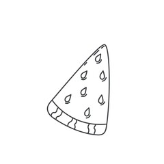 Slice of watermelon outline icon. Simple linear sketch vector illustration