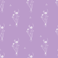 Vector illustration. Floral seamless pattern. Bouquet of wild flowers. Hand drawn flower field. simple flowers.
