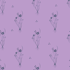 Vector illustration. Floral seamless pattern. Bouquet of wild flowers. Hand drawn flower field. simple flowers.
