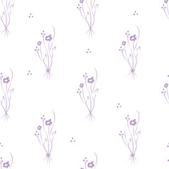 Vector illustration. Floral seamless pattern. Bouquet of wild flowers. Hand drawn flower field. simple flowers.