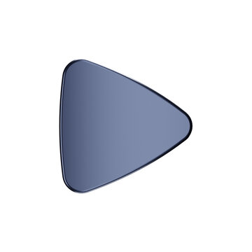 Volumetric metal play button on a white isolated background