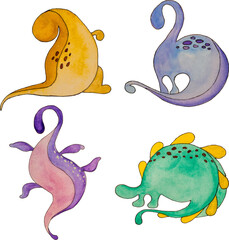 Set of multicolor cartoon dinosaurs for kids. Vector illustration.