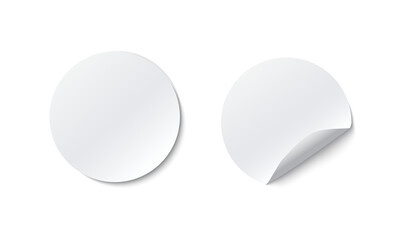 Blank white round paper sticker mock up with curved corner