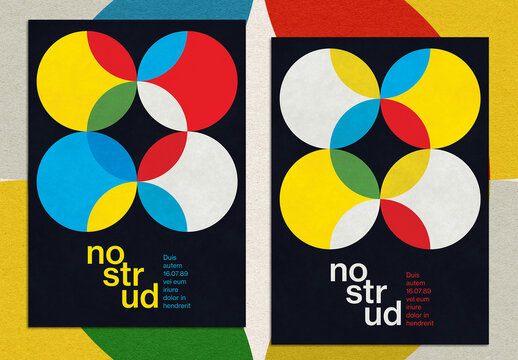 Vintage Colorful Poster Layout with Circles Shapes