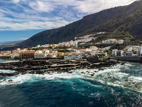 Aerial view on colonial old town Garachico on Tenerife, Canary islands, Spain