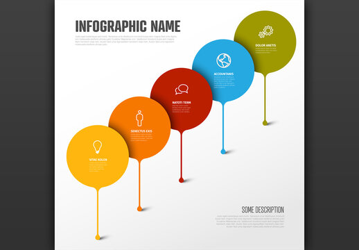 Light Infographic Layout with Bubble Pointers on the Line