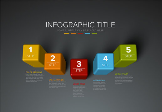Vector Colorful Multipurpose Infographic Layout with Five Cube Steps