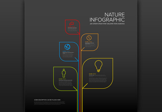 Thin Line Ecology Nature Dark Infographics Layout