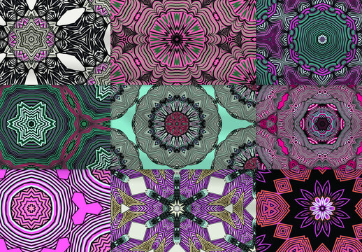 Seamless Pattern Collection with Mandala Ethic Motif