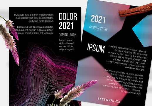Flyer Layout with Motion Blur and Abstract Glowing Shapes