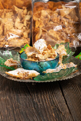 italian carnival chiacchiere in venetian bowl 