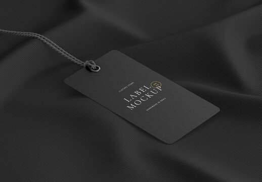 3D Clothes Tag Mockup on Fabric