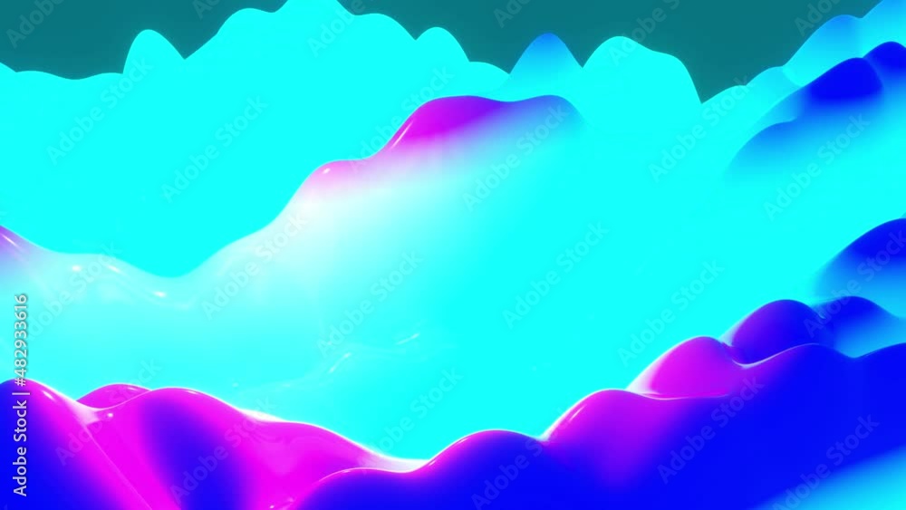 Poster looped animation blue purple color surface. abstract background waves move along the matt surface of