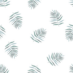 Seamless pattern with palm branch ​on white background