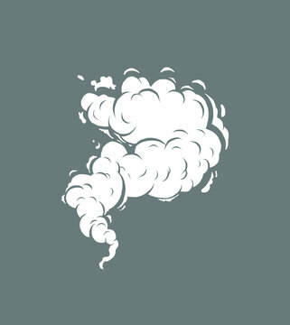 Vector smoke set effects template. Cartoon steam clouds, mist, puff, fog, watery vapor, or dust explosion 2D VFX illustration. Clip art element for game, print, advertising, menu, and web design.