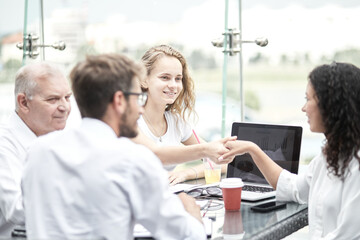 Fototapeta premium Business handshake. Business handshake and business people concept.