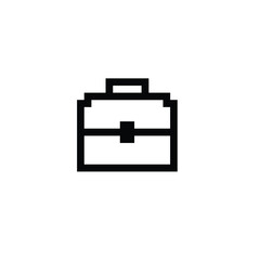 pixel briefcase icon business vector sign