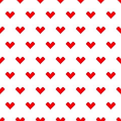 pixel  heart background Seamless. love pixel  background vector red