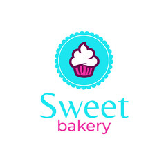 Bakery and dessert logo - sign, template, emblem in flat vector style.