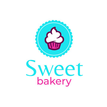 Bakery and dessert logo - sign, template, emblem in flat vector style.