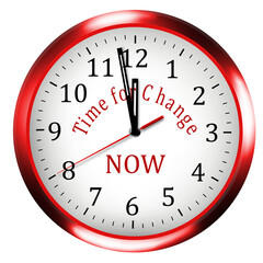 Time for Change NOW clock illustration  motivation background
