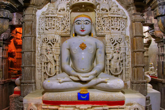 JAISALMER, INDIA - FEBRUARY 15: Interior of Jain temple on February 15, 2011 in Jaisalmer, India. Jaisalmer is called the "Golden City" because of the yellow sandstone used in every architecture of th