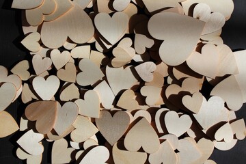 hearts on a rustic wood background