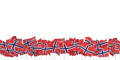 beaucoup de drapeaux norvégiens sur fond blanc