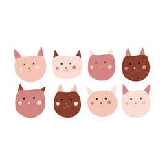 Cute cat vector characters for valentines day